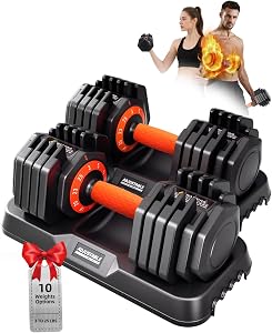 2026 Upgrade Adjustable Dumbbell Set 25lb/50lb, Small Increment in 3-6lb, 1 Hand Quick-Dia