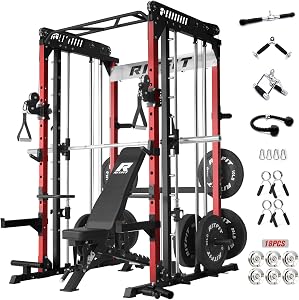 RitFit M1 Pro SmithMachine with Cable Crossover System, Multi-Function Squat Rack Power Ca