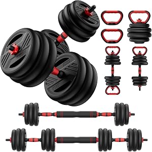 Cvonte Adjustable Dumbbell Set, 20/30/45/70/90lbs Free Weight Set With Double Locknut, 5-i