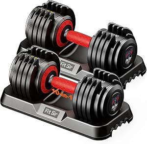 Fit Sir Adjustable Dumbbell Set, 10-in-1 25LB/55LB/90LB Ajustable Dumbbells with Safe Lock