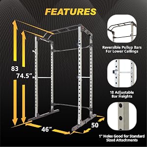 Fitness Reality Power Cage Squat Rack with Optional LAT Pulldown, Cable Crossover, 800 lb 