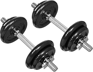 Amazon Basics Adjustable Dumbbell Hand Weight Set with Storage Case, Portable, Secure, 38